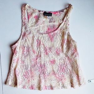 Wet Seal Crochet Cropped Floral Tank